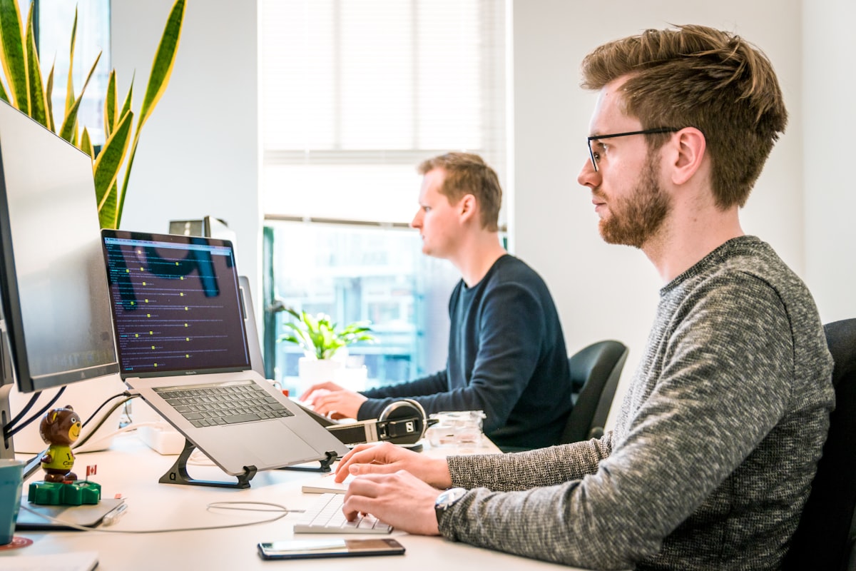 IT company team working on web application dashboard