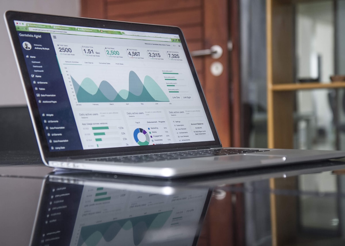 Website performance dashboard displayed on a laptop during digital planning